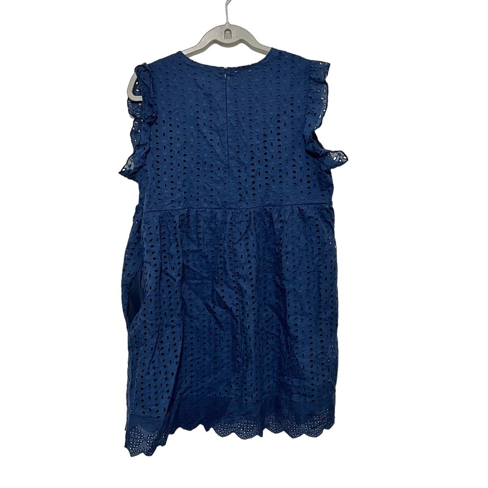 Women’s  Mini Blue Dress with Built in Shorts Underneath Eyelet lace Size Large - Picture 7 of 7